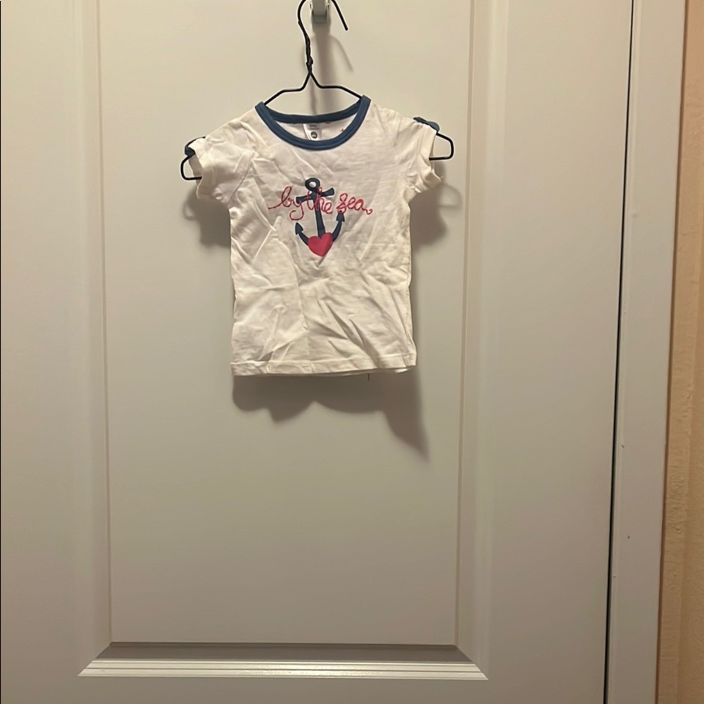 White and Blue Nautical Anchor Tee Short Sleeve